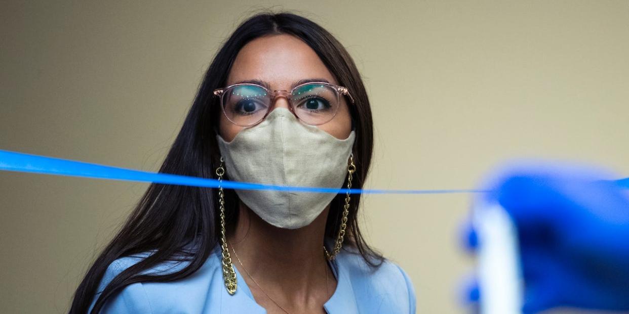 Rep. Alexandria Ocasio-Cortez (D-NY) arrives for a hearing before the House Oversight and Reform Committee on August 24, 2020