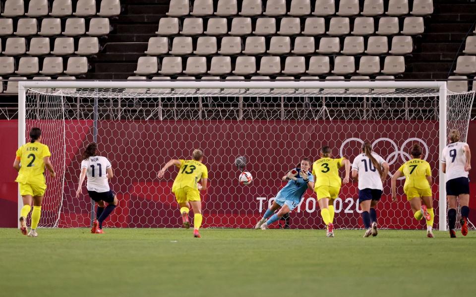 Caroline Weir's penalty is saved in extra time - Getty Images