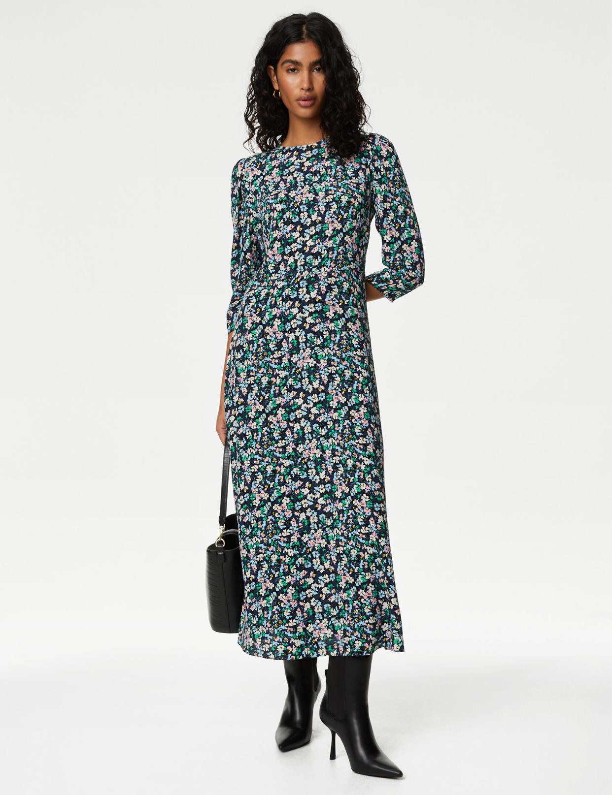 You can shop this midi dress style in three lovely patterns. (Marks and Spencer)