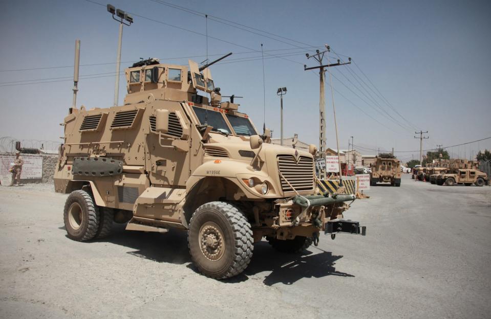 Maxxpro mine-resistant ambush-protected vehicle heads out on patrol at Camp Phoenix, Afghanistan, July 28, 2009.