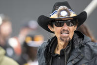 Seven-time NASCAR Cup Series champion Richard Petty looks on prior to an auto race at Darlington Raceway, Sunday, May 8, 2022, in Darlington, S.C. (AP Photo/Matt Kelley)