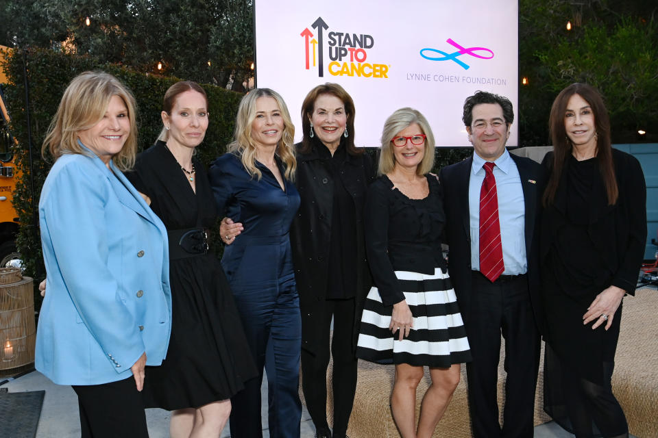 Lisa Paulsen, Amy Epstein, Chelsea Handler, Sherry Lansing, Pamela Oas Williams, Julian Adams and Ellen Ziffren at Stand Up to Cancer event