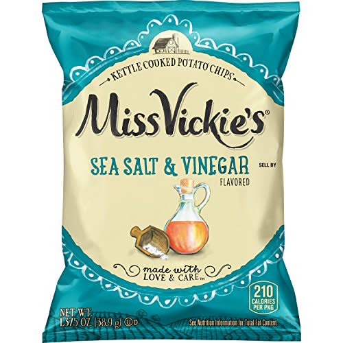 Miss Vickie's Sea Salt & Vinegar Flavored Kettle Cooked Potato Chips, 1.375 Ounce Bags (Pack of 64)