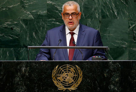 FILE PHOTO: Morocco's Prime Minister Abdelilah Benkirane addresses the 69th United Nations General Assembly at the U.N. headquarters in New York September 25, 2014. REUTERS/Lucas Jackson/File Photo