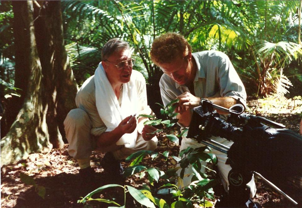 Attenborough and Gunton inspecting wildlife decades ago (Provided)