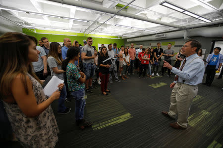 Dr. Jeffrey C. Fahl, MD, FAAP, Professor and chair of anatomy at UNLV School of Medicine teaches his first-year students in their virtual anatomy class in Las Vegas, Nevada, U.S., August 27, 2018. Picture taken August 27, 2018. REUTERS/Mike Blake