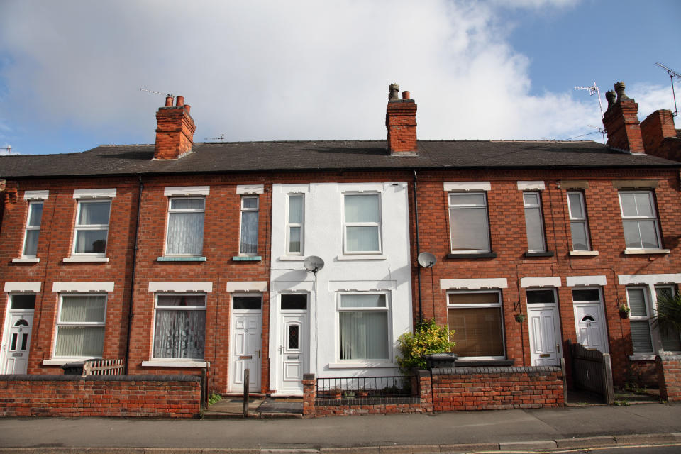 Terraced houses in Arnold, Nottingham, England, U.K. mortgage