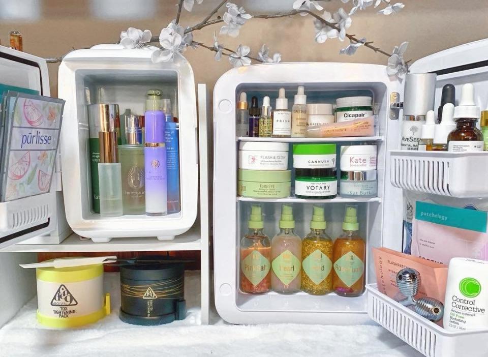 Should you store your vitamin C serums in the fridge? Or have you wondered whether you should store refrigerate your retinols? Here's everything you need to know about storing beauty products in a makeup fridge. (Photo: <a href="https://www.instagram.com/p/BwLYqF_ho_W/" target="_blank">@allmakeupt</a>)