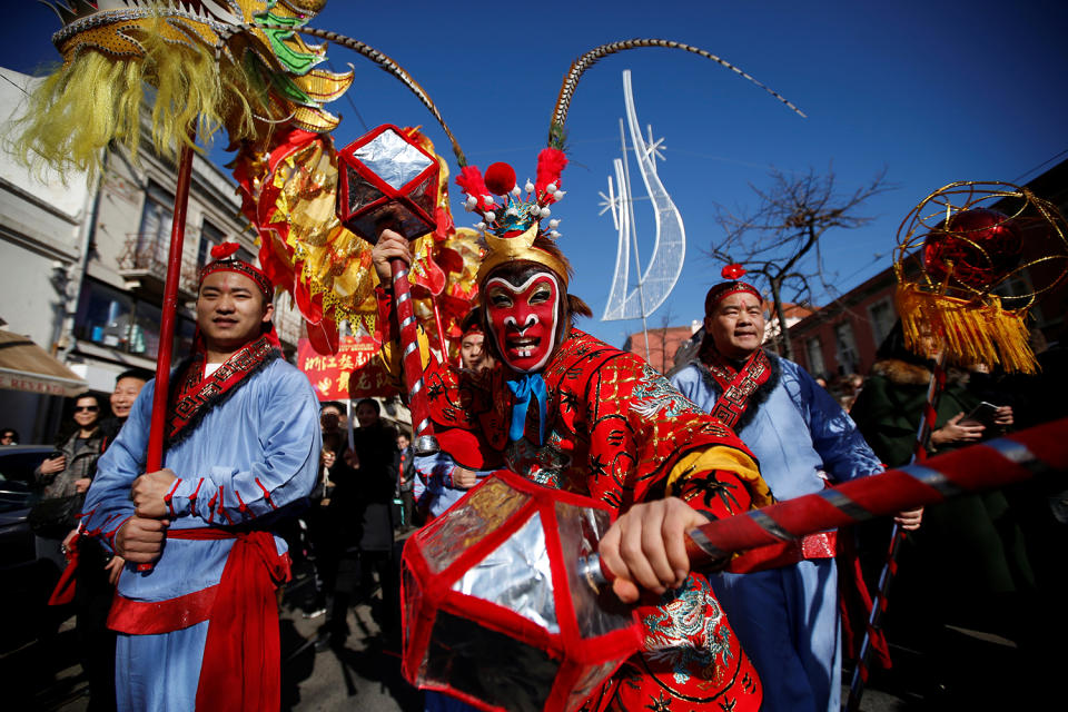 Dancers celebrate upcoming Chinese New Year in Lisbon