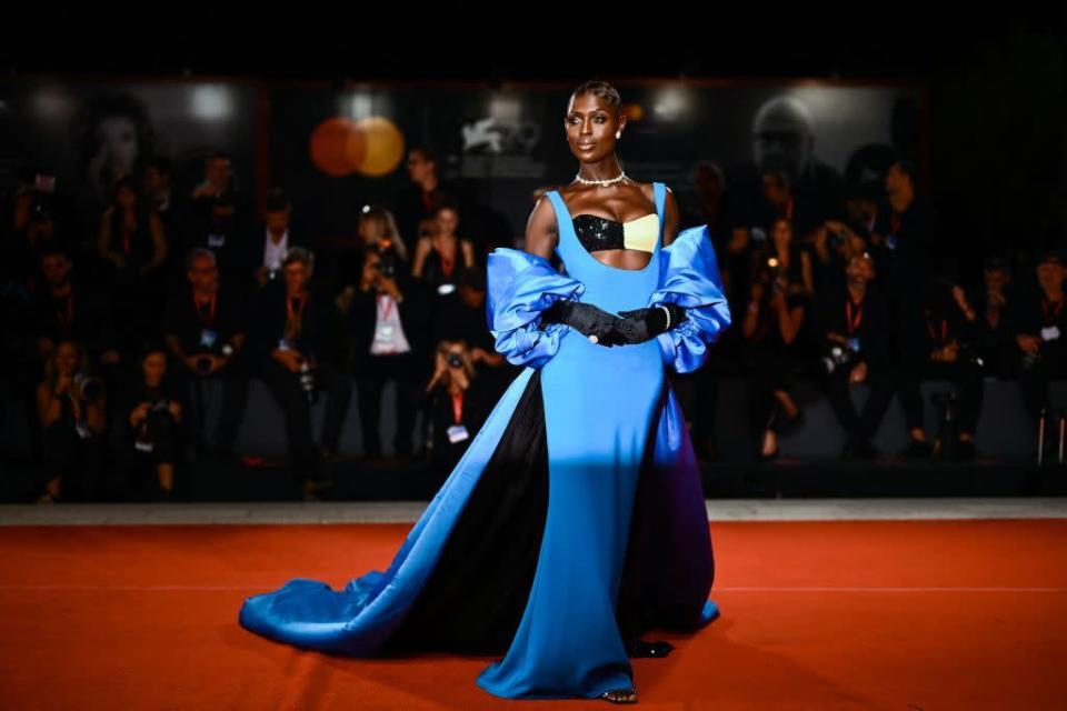 <p>Wearing a custom Harbison gown and Bvlgari jewelry.</p>