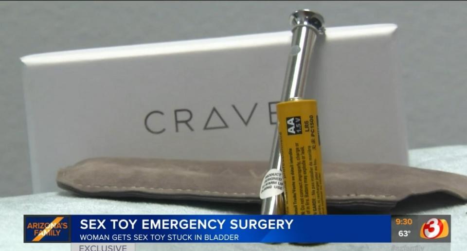 The Vesper Vibrator Necklace by Crave that was used by the Arizona woman with her boyfriend. — Screen capture via 3TV/CBS 5