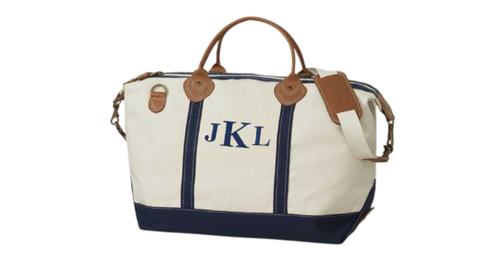 Best gifts for teen girls: Luxurious Weekender Embroidered Canvas Duffel