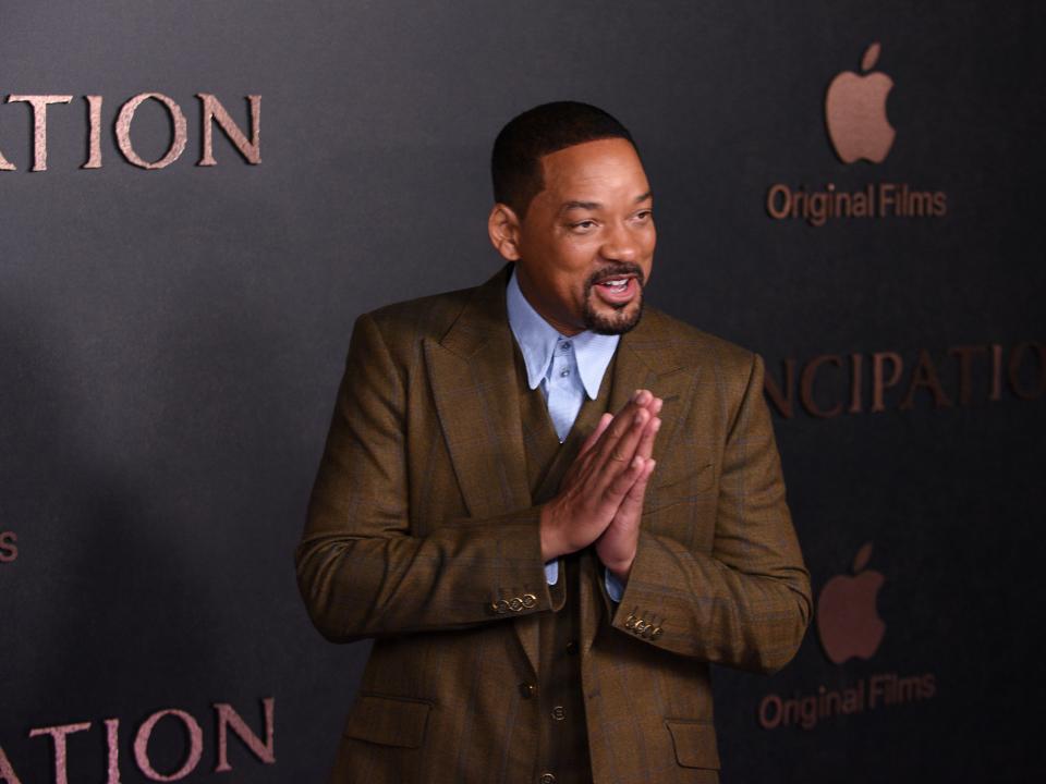 Will Smith arrives at the European premiere of "Emancipation" at Vue West End on December 2, 2022 in London, England.