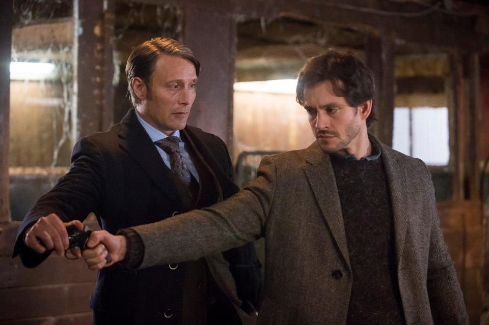 Mads Mikkelsen, left, and Hugh Dancy in NBC's low-rated but critically adored "Hannibal."