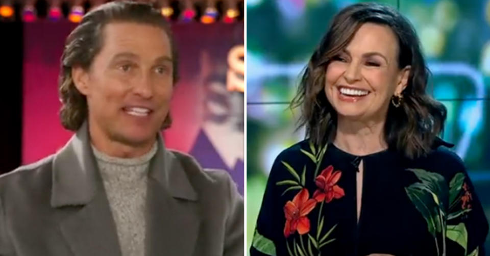 Lisa Wilkinson interviews Matthew McConaughey on The Project. Photo: Channel 10.