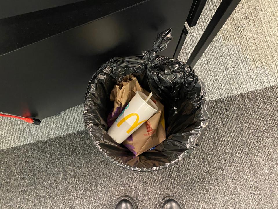 The rubbish bin in my office. 