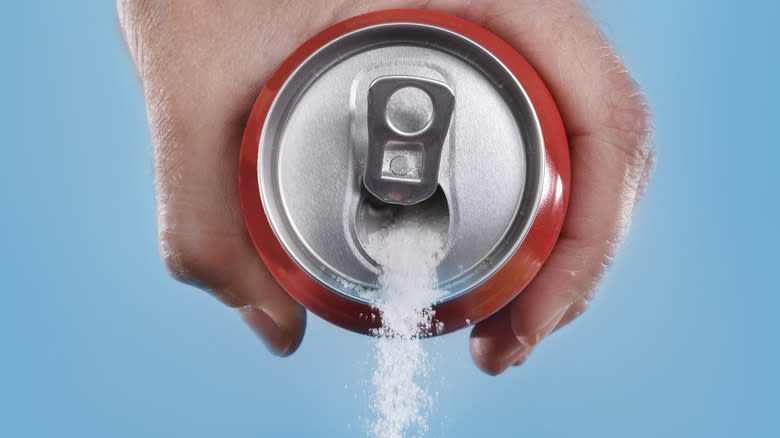 Sugar puoring out of can