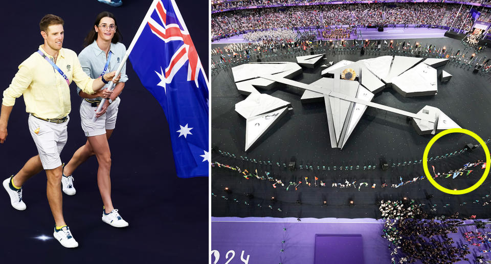 Athletes at the Olympics closing ceremony.