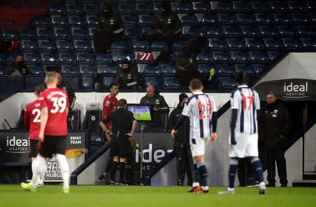 Referee Craig Pawson awarded United a penalty but changed his mind after a VAR review 