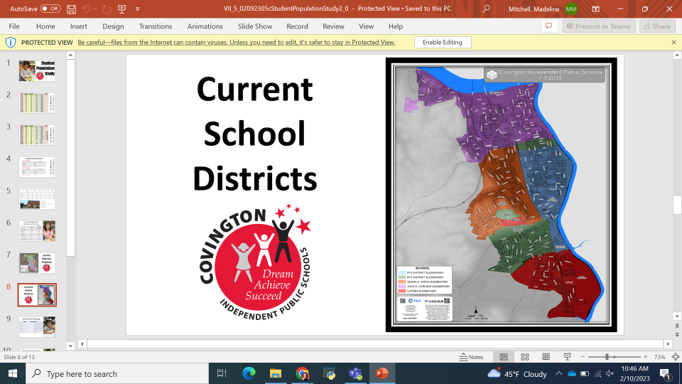 Current zones for Covington Independent Public Schools'  elementary schools.