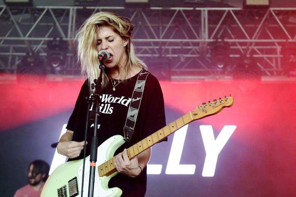 Alicia Bognanno of the Nashville band Bully performs on the first day of Bonnaroo on June 9, 2016, in Manchester, Tenn.