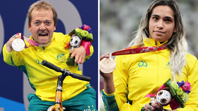 Australian Paralympic medallists, such as Grant Patterson and Madison de Rozario, will now be paid medal bonuses in line with their Olympic counterparts. Pictures: Getty Images