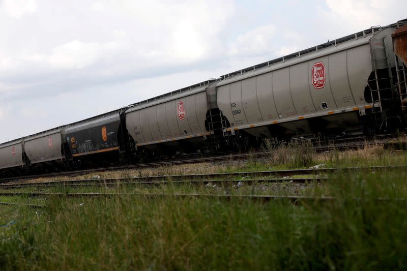 FILE PHOTO: A freight train of KCS Railway Company is pictured in Toluca