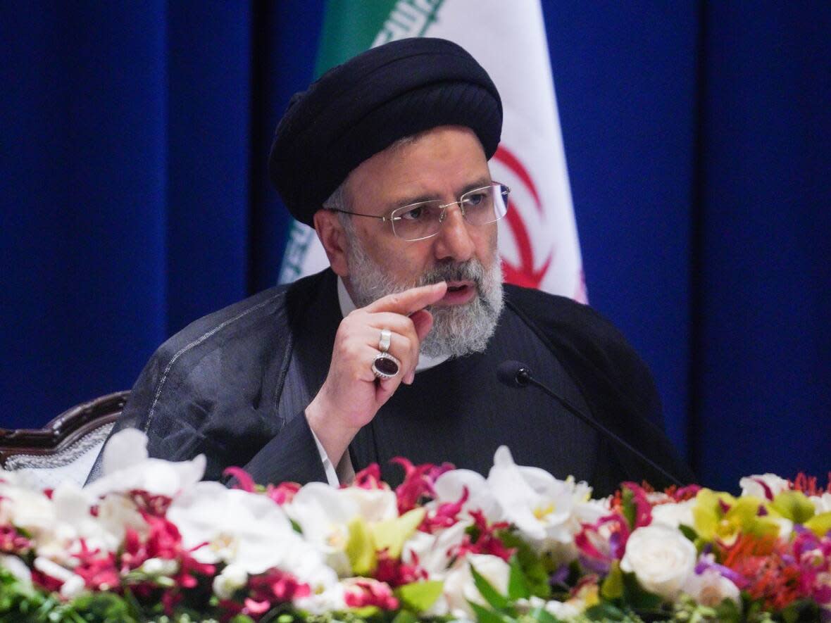 Iranian President Ebrahim Raisi, shown Thursday in New York, said that 'acts of chaos' are not acceptable, in a warning to protesters who have taken to the streets across the country to vent their fury over the death of a woman in the custody of the morality police. (Bebeto Matthews/The Associated Press - image credit)