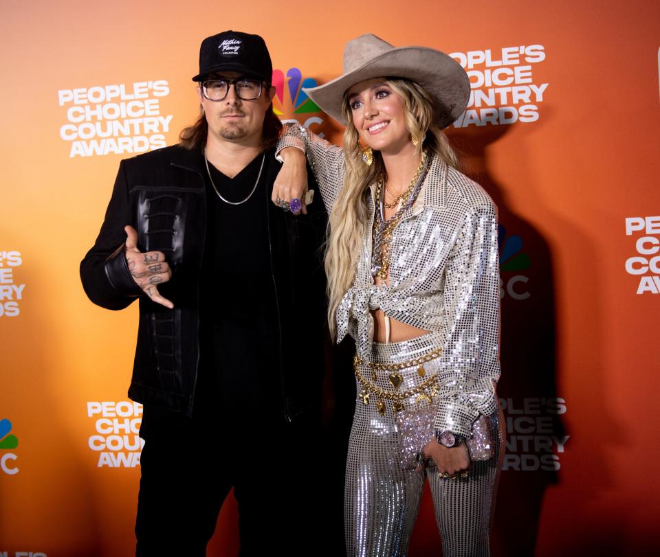 HARDY and Lainey Wilson arrive for the People's Choice Country Awards at the Grand Ole Opry in Nashville, Tenn. on Thursday Sept. 28, 2023.