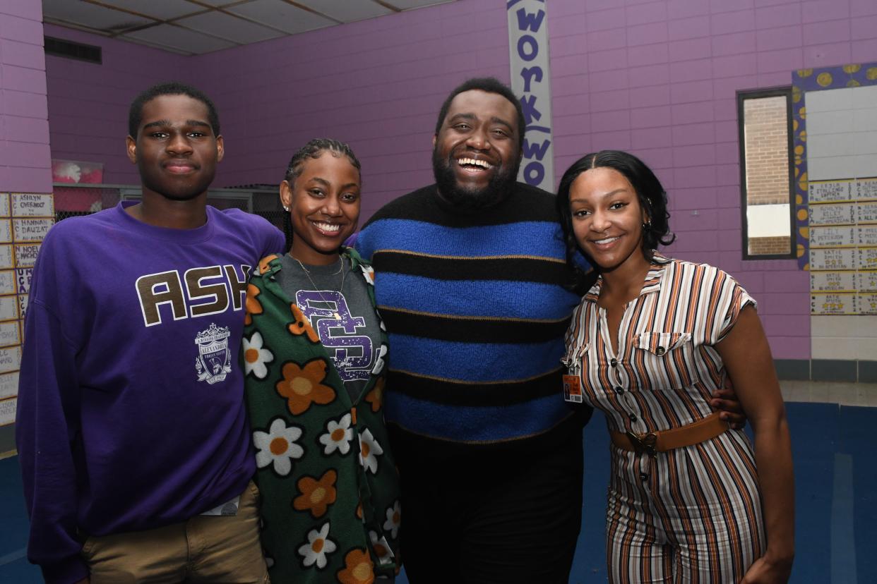 ASH students Jaylon Williams (left), Kayden Shelmire (second from left) and Faith Martin (far right) were excited to find out that ASH production of "The Color Purple" was accepted by the International Thespian Festival set for June19-23 at Indiana University.