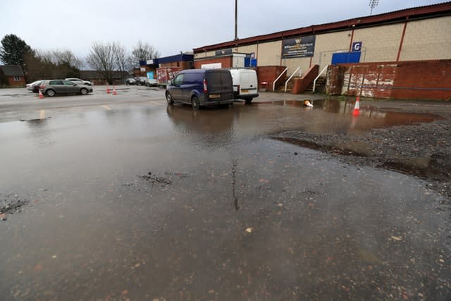 Standing water outside Wakefield's Belle Vue Stadium