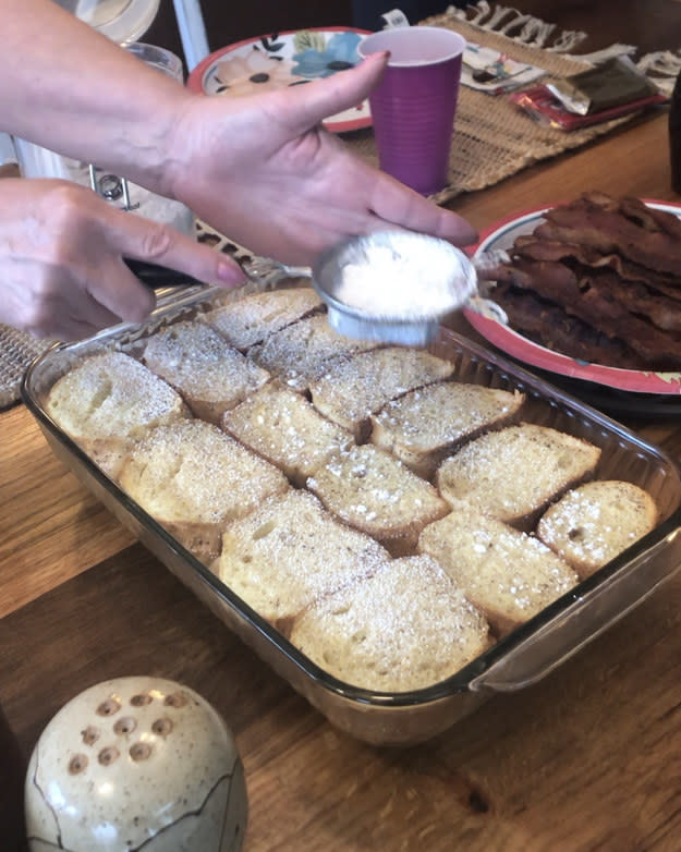 prepping overnight french toast