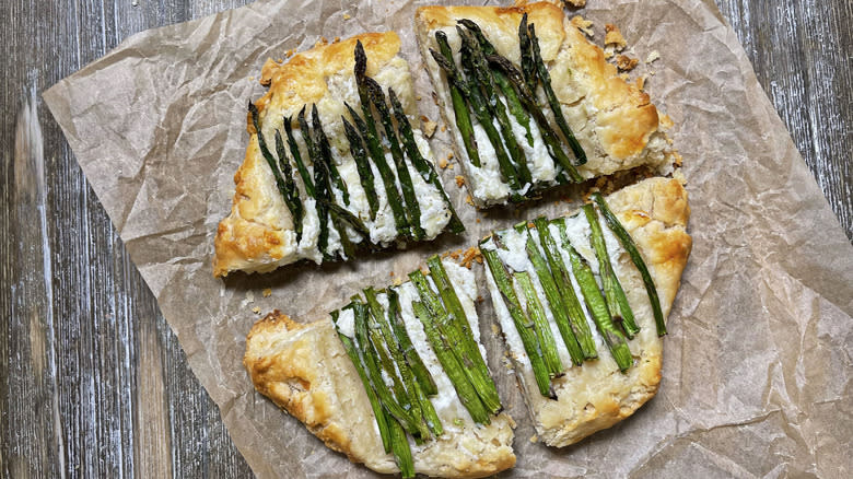 asparagus galette on parchment paper