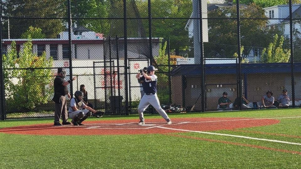 Poughkeepsie's Brendan Tully waits for a pitch during an at-bat against East Ramapo in the Section 1 Independent Schools baseball final on May 13, 2022.