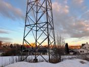 Power lines over residental area in Skien