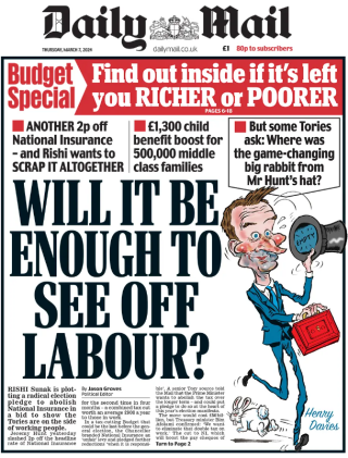 La une du “Daily Mail” du 7 mars 2024.. 