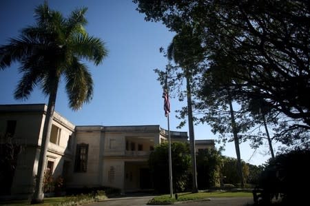 The main entrance of the U.S. ambassadorial residence, where U.S. President Barack Obama, his wife and first lady Michelle Obama, their two daughters Malia and Sasha and the first lady's mother Marian Robinson are scheduled to stay during the first visit by a U.S. president to Cuba in 88 years, is seen in Havana, March 14, 2016. REUTERS/Alexandre Meneghini