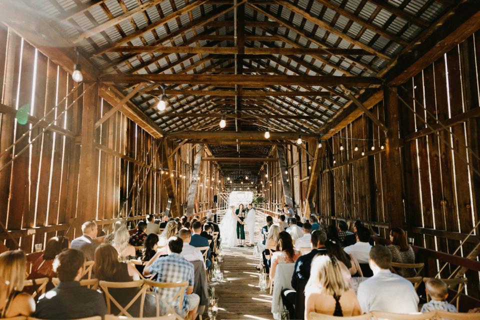 The wedding of Lindsay and Nick Steinberg was celebrated on the Honey Run Covered Bridge on Sept. 28, 2018. Constructed in 1887, the bridge was an event and recreation venue for Butte County residents until it was destroyed in the Camp Fire in November, 2018.