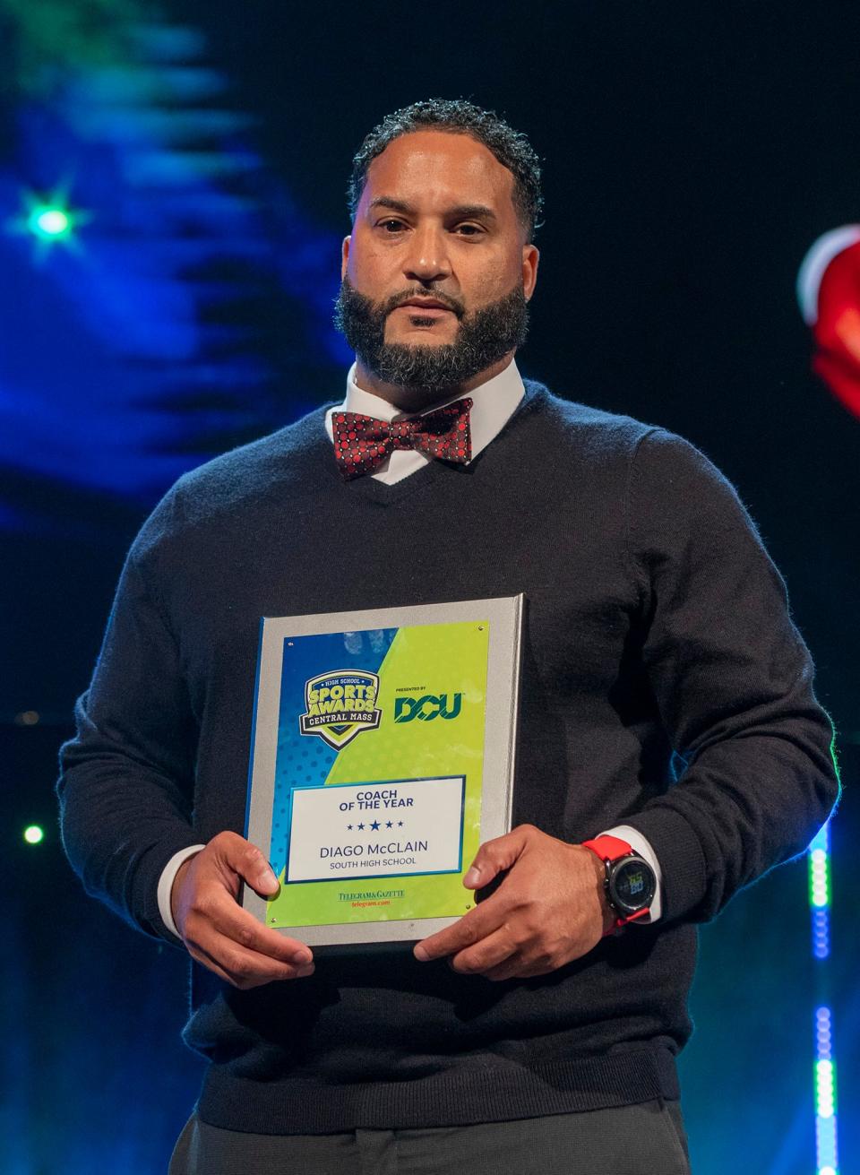 South High girls' basketball coach Diago McClain was named the Hometeam Coach of the Year as the top student-athletes in Central Massachusetts were honored Wednesday night at the Hanover Theatre at the Central Mass. High School Sports Awards ceremony.