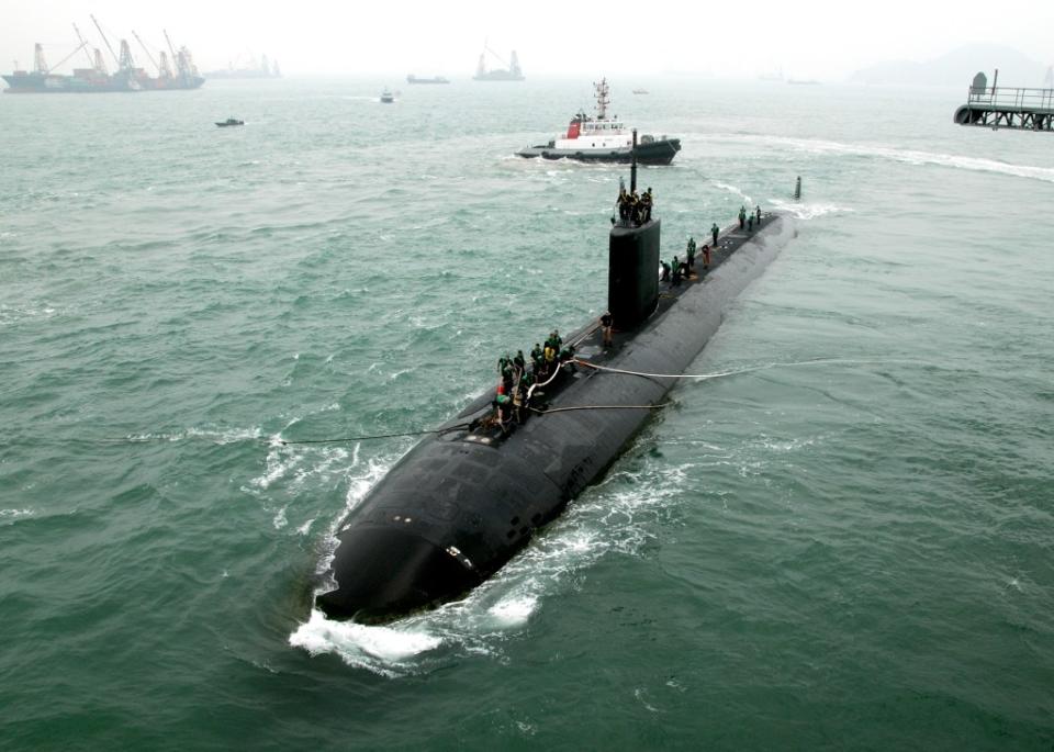 The USS Hampton, a 360-foot, 6,900 ton nuclear-powered submarine which helped transport Hemmer on his Arctic journey. Hum Images/Universal Images Group via Getty Images