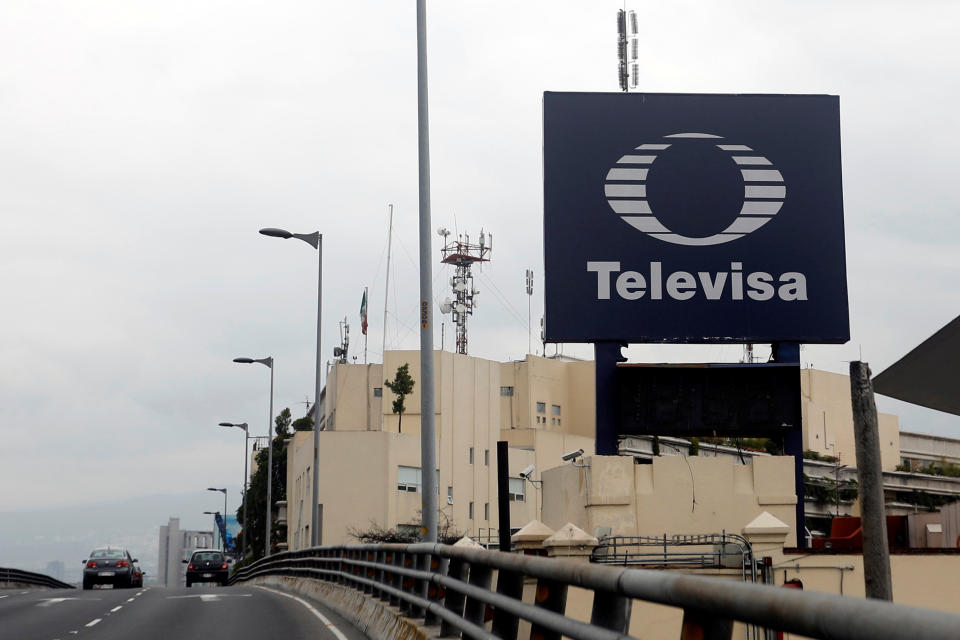 The logo of broadcaster Televisa is seen outside its headquarters in Mexico City, Mexico, July 10, 2017.  REUTERS/Edgard Garrido