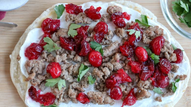 flatbread with turkey and cranberries