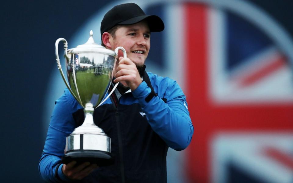 Eddie Pepperell with the British Masters trophy - Eddie Pepperell&#x002019;s road to golfing recovery - Getty Images/Christopher Lee