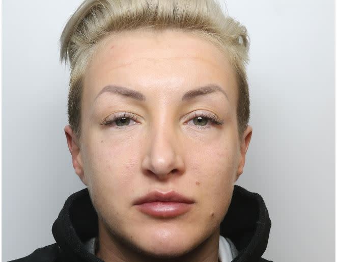 Hannah Gaves, 27, was stopped on her way into Erlestoke Prison (Picture: SWNS)