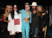 <p>While there were no wins for the Cyrus crew at the MTV VMAs on Aug. 27, the family was in a jovial mood for the big show, which saw Noah and tongue-tied Miley nominated (Best New Artist and Best Pop Video, respectively) and the “Younger Now” singer performing in her Elvis-like ensemble. Tish and Billy Ray, who are happy together despite relationship difficulties through the years, were proud of their girls, and Brandi was supporting her very fashionable little sisters. (Photo: Christopher Polk/MTV1617/Getty Images for MTV) </p>