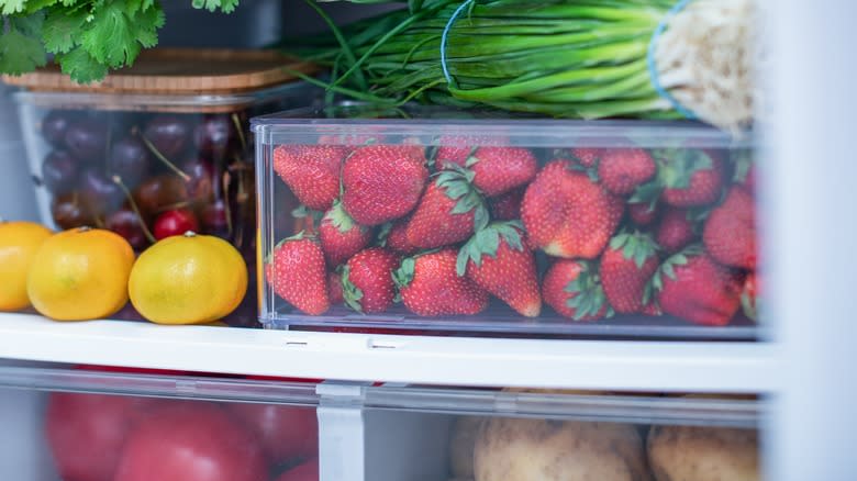 strawberries in fridge