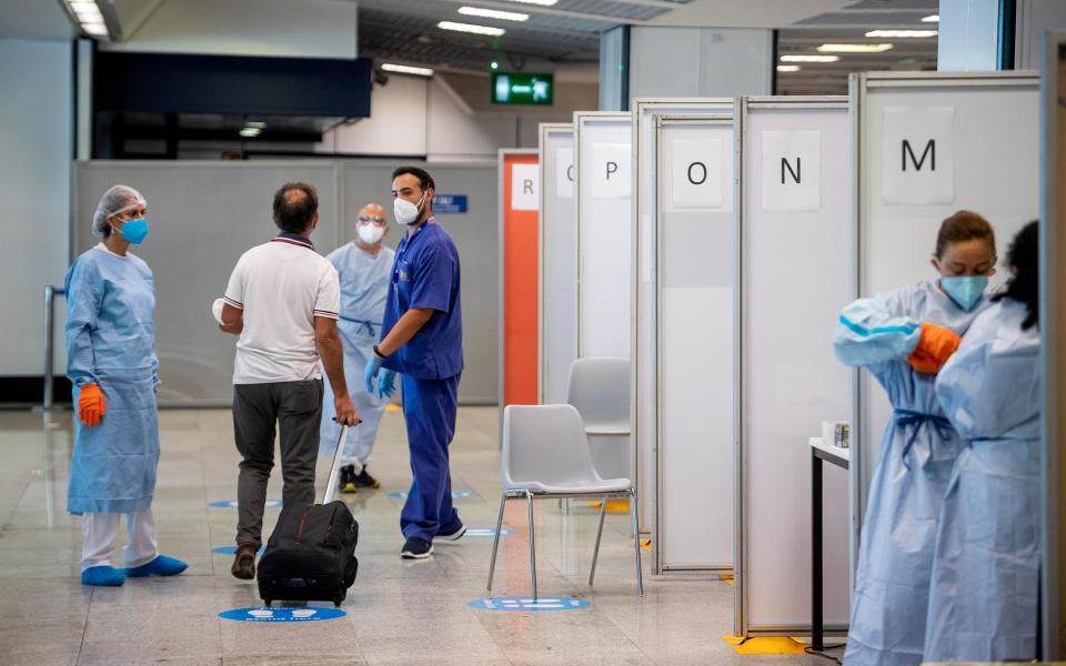 Rapid Covid-19 testing units at Leonardo Da Vinci airport, in Rome - Getty