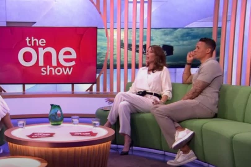 Hannah Waddingham with show hosts Alex Jones and Jermaine Jenas on Wednesday's The One Show