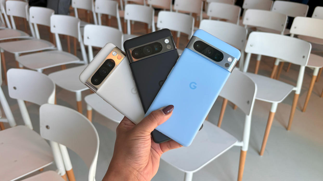  All three Google Pixel 8 Pro colors. 