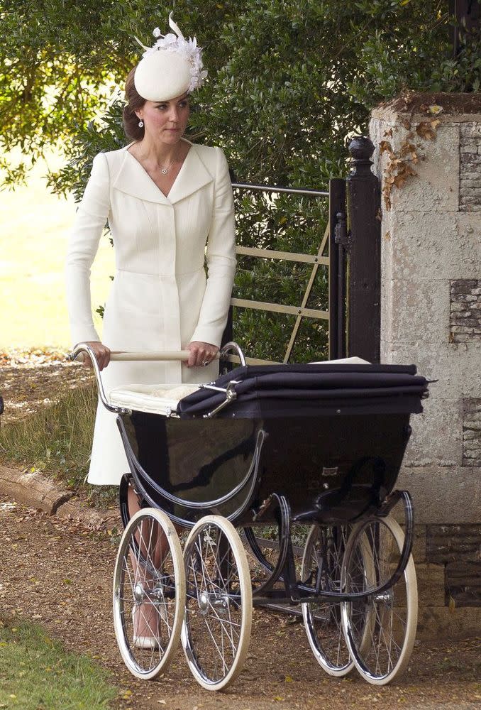 Kate Middleton pushes daughter Charlotte in the Silver Cross Balmoral Pram